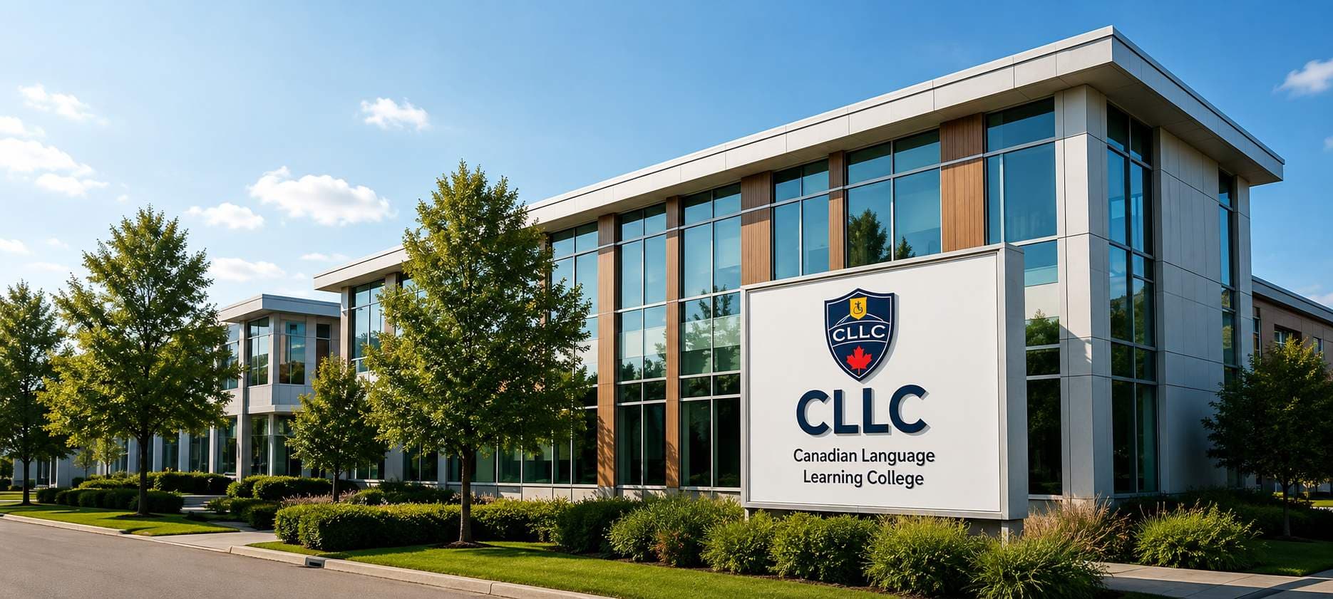 Fachada do campus da CLLC no Canadá