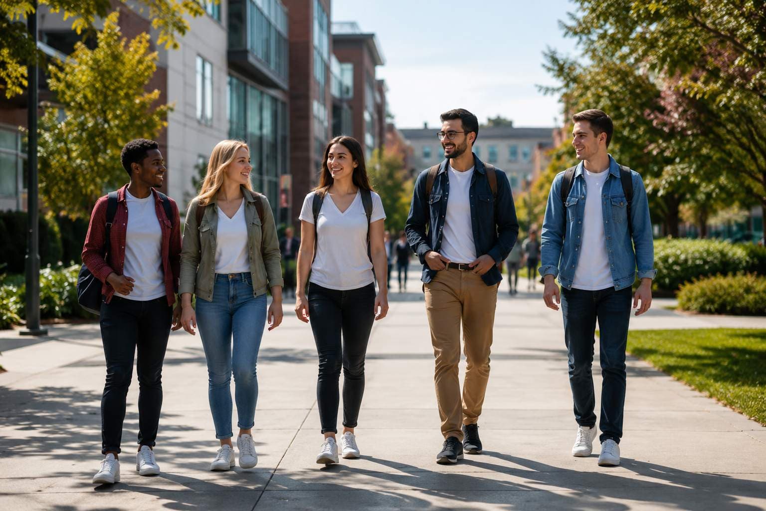 Estudantes da CLLC caminhando pelo campus no Canadá